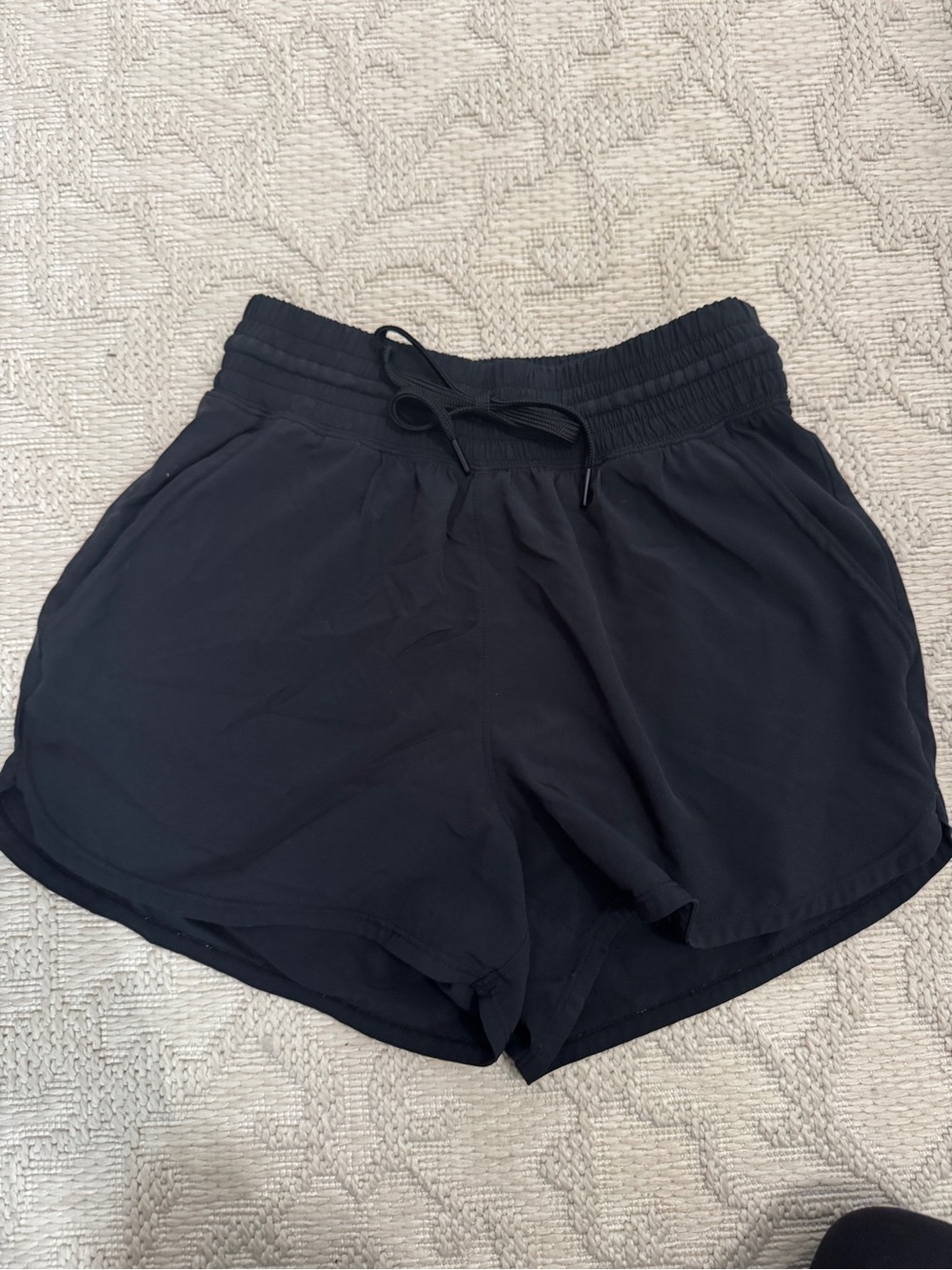 Women's Black Athletic Shorts with Elastic Drawstring Waist